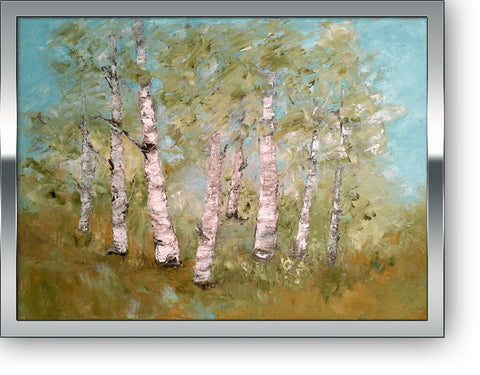 Birch trees in Summer - oil painting 20" x 24", sold without a frame