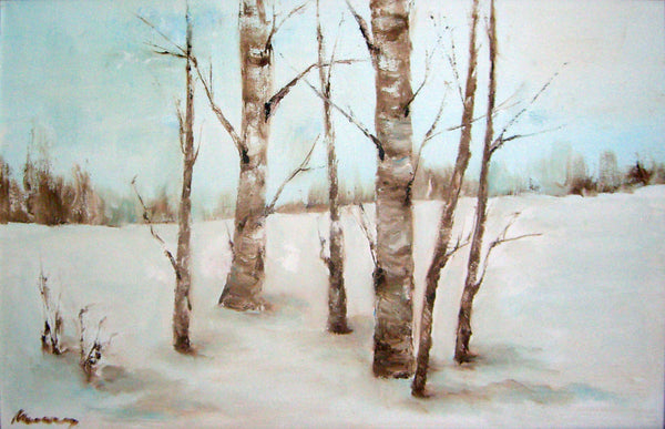 Aspen in Winter - oil on canvas, 18" x 24", sold without the frame