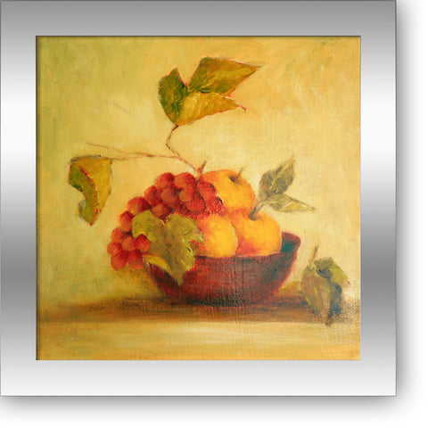 Red bowl with grapes and apples - oil on canvas 14" x 14", sold without a frame