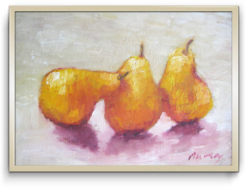 Three yellow pears - oil on canvas 9" x 12", sold without a frame